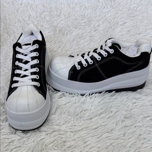 Dolls Kill Current Mood Black White Platform Sneaker Size 8